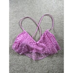 Ninety Five Women's Swimwear Bikini Top Lilac G/LG Laser Cut Floral